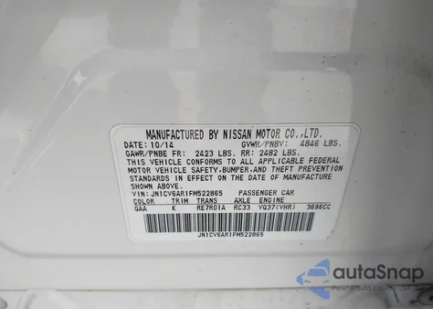 2015 Infiniti Q40 из США, поврежденный, VIN JN1CV6AR1FM522865